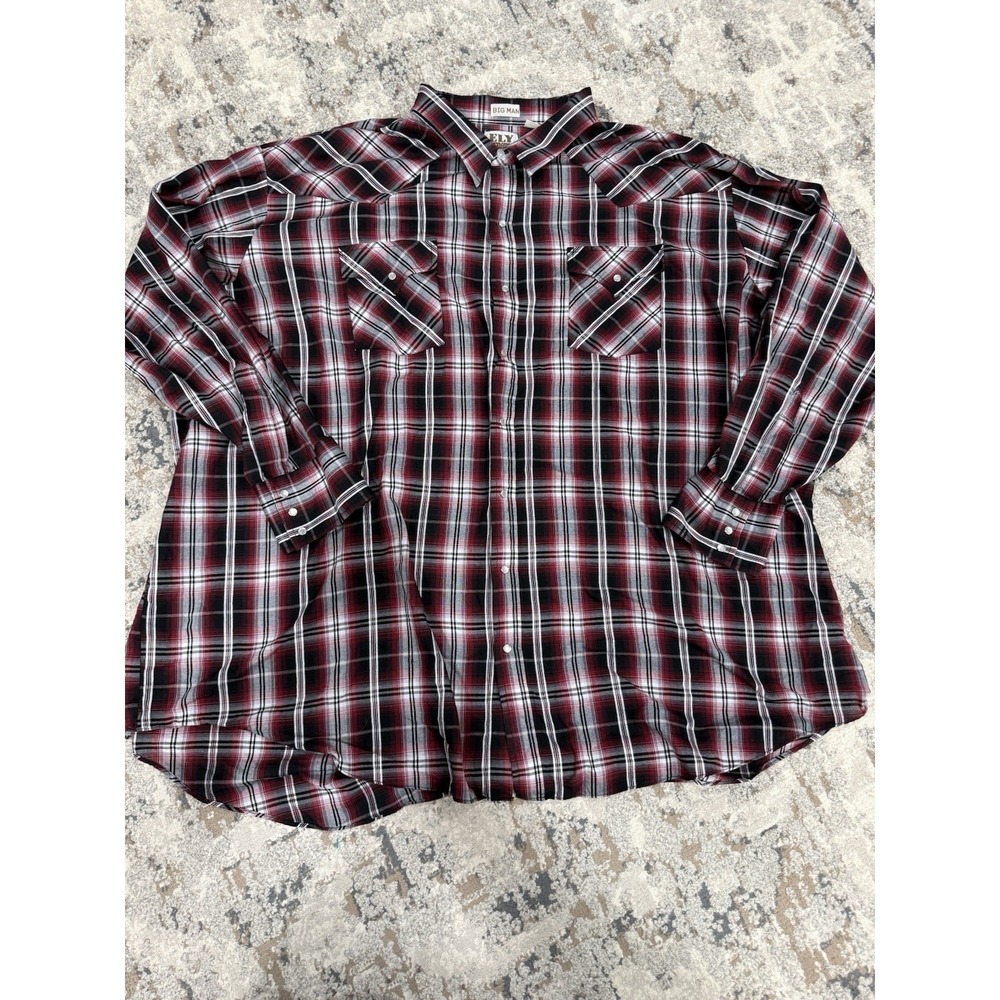 ELY Cattleman Shirt Mens Pearl Snap‎ Long Sleeve Plaid Western Size 4x Big Man